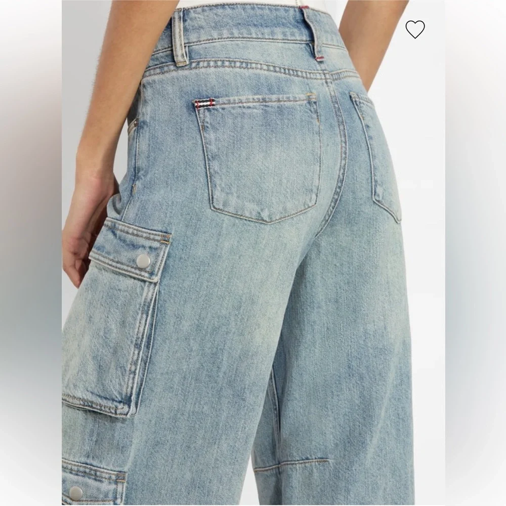 Alice + Olivia Light Blue Wide Leg Cargo Jeans sz 24 - Picture 5 of 12